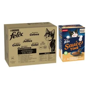 120 x 85 g Felix Le Ghiottonerie / Sensations / Sfilaccetti + 24 x 40 g Sauce Time gratis!