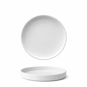 20 cm - Scandia Piatto Piano Impilabile Bordo Alto In Porcellana New Bone China Set 6 Pz