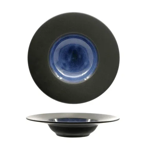 24 cm - Madeira Piatto Fondo Pasta Bowl In Porcellana Set 3 Pz