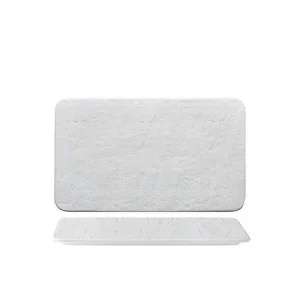 25x15 cm - Erosion PIatto Vassoio Rettangolare In Porcellana - Set 6 Pz