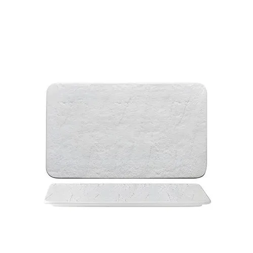 25x15 cm - Erosion PIatto Vassoio Rettangolare In Porcellana - Set 6 Pz