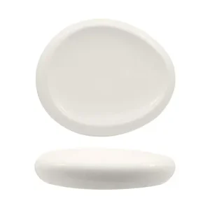 30.6x25.7 cm - Selecta Piatto Presentazione Alto Ovale In Porcellana Set 3 Pz