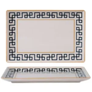 30x20 cm - Dedalo PIatto Vassoio Rettangolare In Porcellana - Set 6 Pz