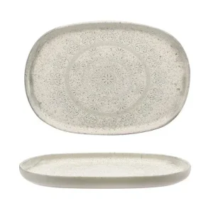 33 cm - Lace PIatto Vassoio Ovale In Stoneware - Set 4 Pz