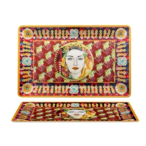 48x31 cm - Caltagirone Piatto Presentazione Vassoio Rettangolare In Melamina