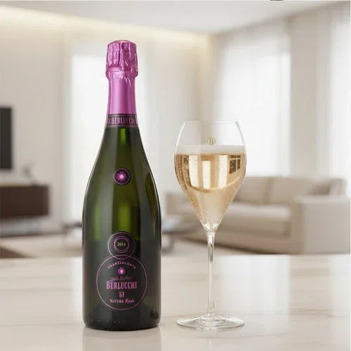 61 Nature Rosé Franciacorta DOCG 2016 Cantine Berlucchi + 6 Calici Franciacorta Vino Bianco 42 cl
