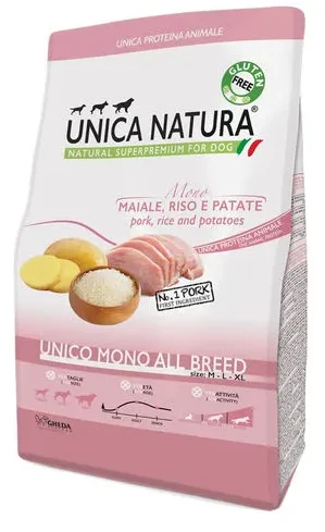 Alimento Secco Cane UNICA NATURA – Unico All Breed – Maiale, Riso e Patate kg.12