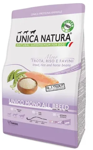 Alimento Secco Cane UNICA NATURA – Unico All Breed – Trota Riso e Favini kg.12
