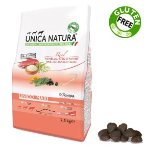 Alimento Secco Cane UNICA NATURA – Unico Maxi – Agnello, Riso e Favini kg.2.5