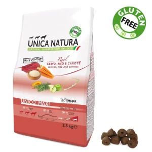 Alimento Secco Cane UNICA NATURA – Unico Maxi – Cervo, Riso e Carote kg. 2.5