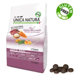 Alimento Secco cane UNICA NATURA – Unico Maxi – Cinghiale, Riso e Carote kg. 12