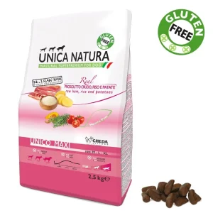 Alimento Secco Cane UNICA NATURA – Unico Maxi – Prosciutto crudo, Riso e Patate kg.2.5