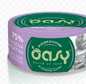 Alimento Umido Gatto – Oasy In Acqua Di Cottura Gattini Pollo Con Uova Gr.70