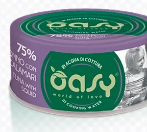 Alimento Umido Gatto – Oasy In Acqua Di Cottura Tonno Con Calamari Gr.70