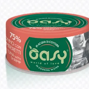 Alimento Umido Gatto – Oasy In Acqua Di Cottura Tonno Con Gamberetti Gr.70