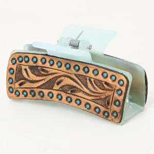 American Darling Tooled Leather Hair Clip