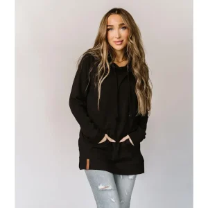 Ampersand & Avenue Womens Side Slit Blackout Hoodie