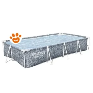 Bestway Piscina Rettangolare Steel Pro (366x201x66cm) Motivo a Foglia con Pompa a Filtro Art. 561FV