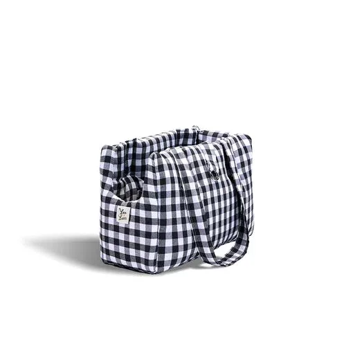 Borsa Cotone Quadretto Navy