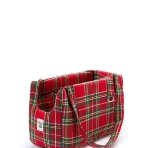 Borsa Trasportino Cane Scozzese Rosso | Made in Italy — Leo e Luna
