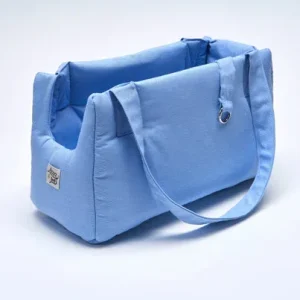 Borsa Trasportino per Cani Cotone Siena Azzurro | Made in Italy | Lavabile | Leo e Luna