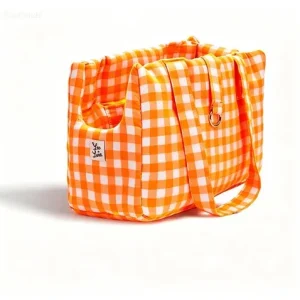 Borsa Trasportino per Cani Quadretto Arancione Fluo | Leo e Luna