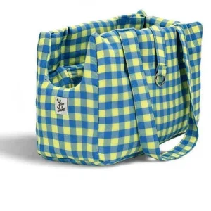 Borsa Trasportino per Cani Quadretto Giallo e Turchese | Leo e Luna