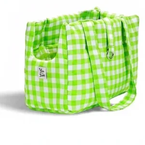 Borsa Trasportino per Cani Quadretto Verde Fluo | Leo e Luna