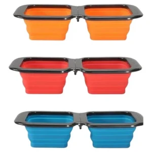 CAMON Ciotola doppia collassabile quadrata in silicone 350ml