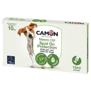 CAMON Fiale Spot-on per cani fino a 10Kg Olio di Neem 5 Fiale da 15ml