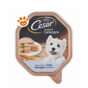 Cesar Dog Ricette di Campagna con Pollo Selvaggina e Verdurine in Salsa