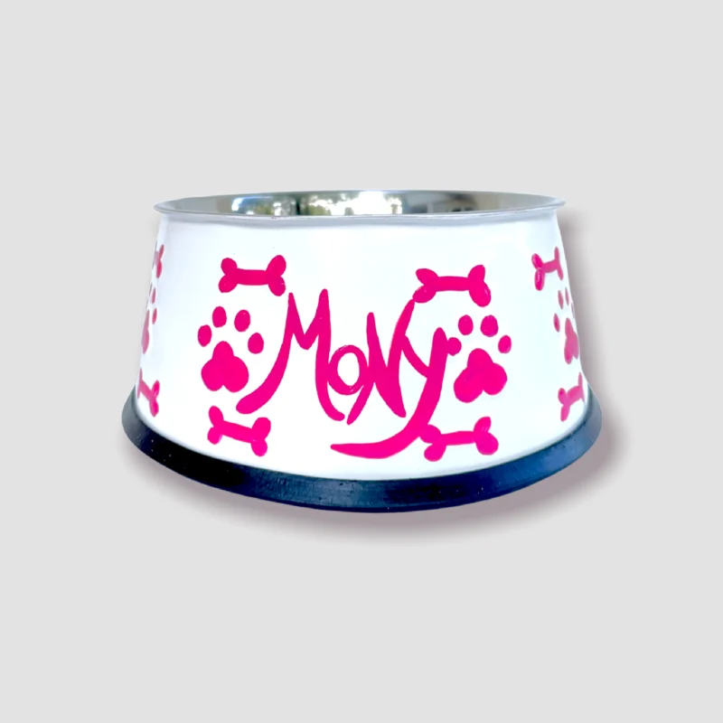 Ciotola Personalizzata Cane | Bianco&Fucsia