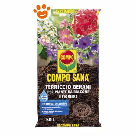 Compo Sana Terriccio per Geranei, Piante da Balcone e Fioriere
