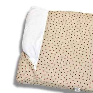 Cover Materassino Cotone Panama Premium Cuoricini Rossi