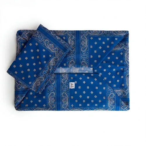 Cover Materassino Cotone Premium Bandana Bluette