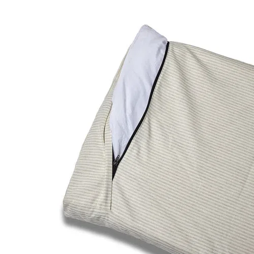 Cover Materassino Sfoderabile Cotone Premium Riga Stretta Grigio Chiaro