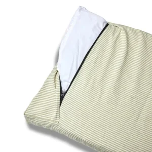 Cover Materassino Sfoderabile Cotone Premium Riga Stretta Verde Chiaro
