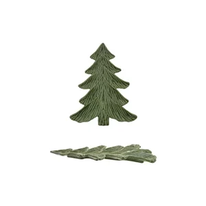Creative Co-Op Green Christmas Tree Plate