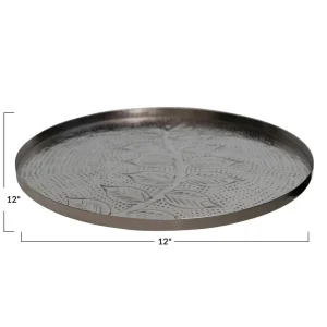 Creative Co-Op Silver Embossed Decorative Tray