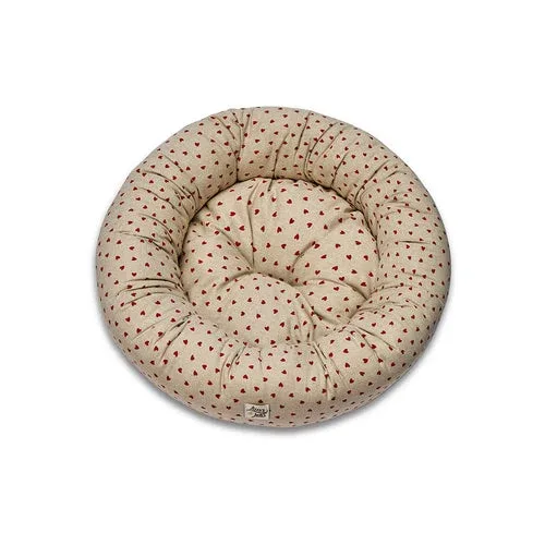 Cuccia Tonda Cotone Panama Little Love Heart Red