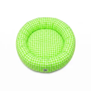 Cuccia Tonda Cotone Quadretto Verde Fluo