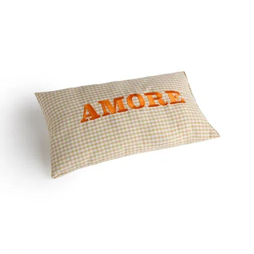 Cuscino Arredo Amore Cotone Vichy Beige