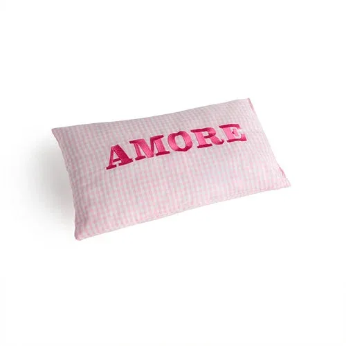 Cuscino Arredo Amore Cotone Vichy Rosa