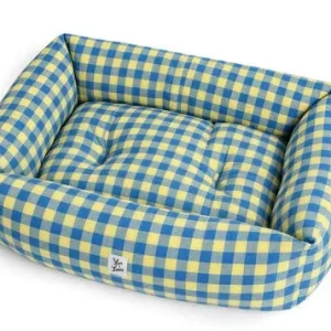 Divanetto per Cani Quadretto Giallo e Turchese | Made in Italy | Leo &amp; Luna