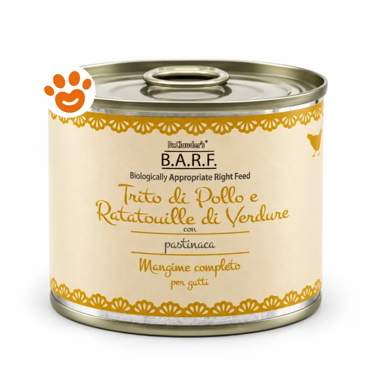 Dr.Clauder’s BARF Cat Menù Completo Trito di Pollo e Ratatuille di Verdure con Pastinaca