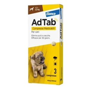 Elanco Adtab Antiparassitario Per Cani Da 1,3 A 2,5 Kg Compresse Masticabili 3X56 Mg