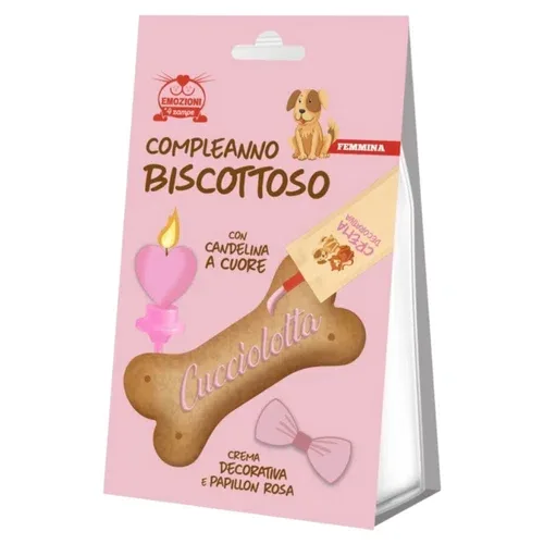 EMOZIONI A 4 ZAMPE Compleanno Biscottoso Rosa Cane