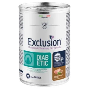 EXCLUSION Cane Diabetic Maiale, Sorgo e Riso 24x400gr