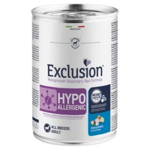 EXCLUSION Cane Hypoallergenic All Breed Pesce e Patate 24pzX400gr