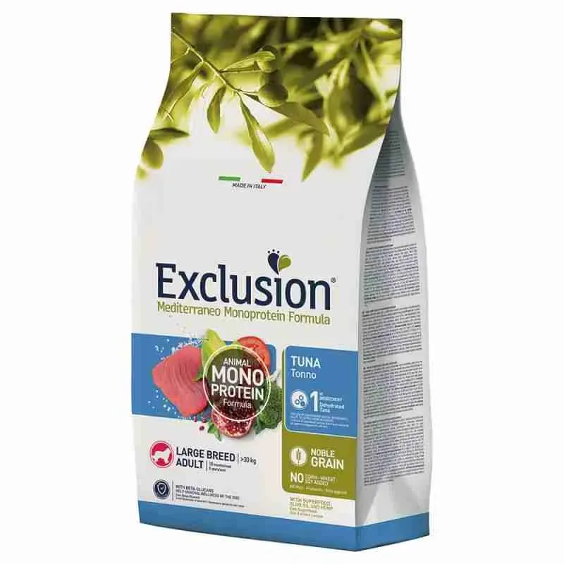 EXCLUSION CANE LARGE ADULT TONNO 12 KG.